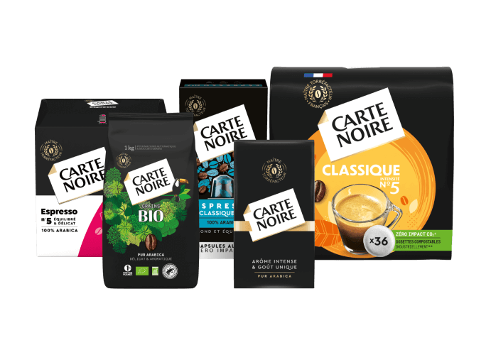 Café Carte Noire : Grains, Moulus, Capsules, Dosettes et Bio