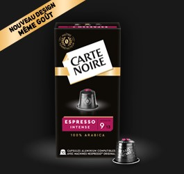 CARTE NOIRE - Capsules de Café Espresso Intense N°9 Compatibles Nespresso®  - Café Arabica - Lot de 4 x 60 Capsules Aluminium - Fabriqué en France